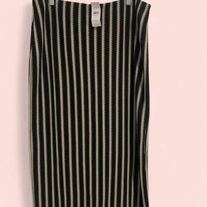 LOFT Black and White Striped Midi Skirt Size 12 NWT New with Tags